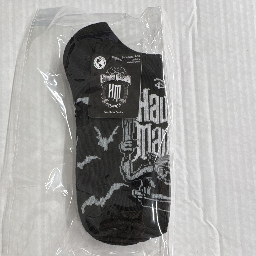 Disney Haunted Mansion Women No-Show Socks 2 Pairs Black Size 4-10